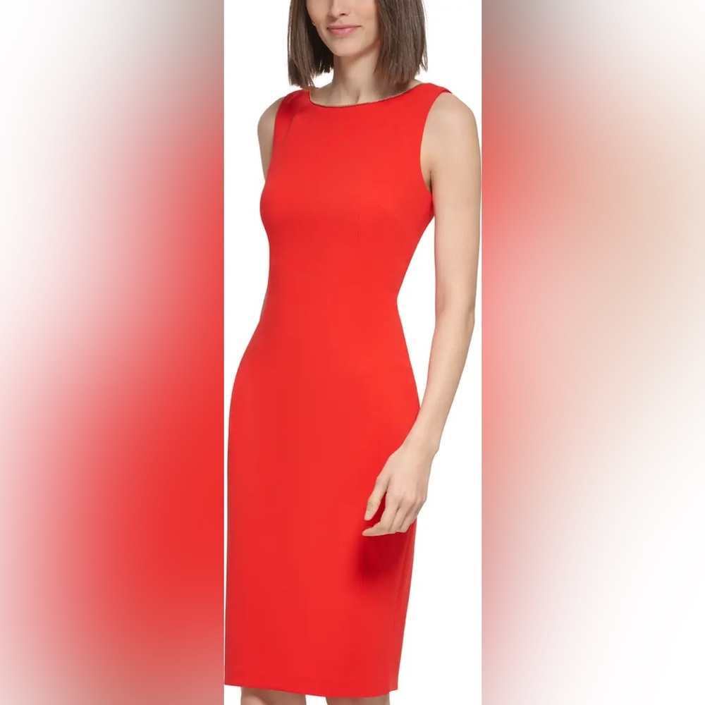 NWT! Calvin Klein Zip Back Sleeveless Sheath Dress